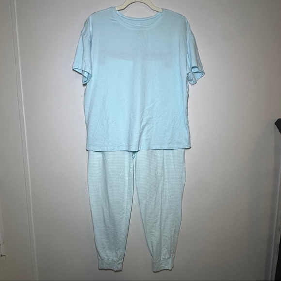 Sonoma Other - Sonoma Pajama 2 Piece Set Blue Top and Striped Jogger Bottoms Top-M Bottoms-L